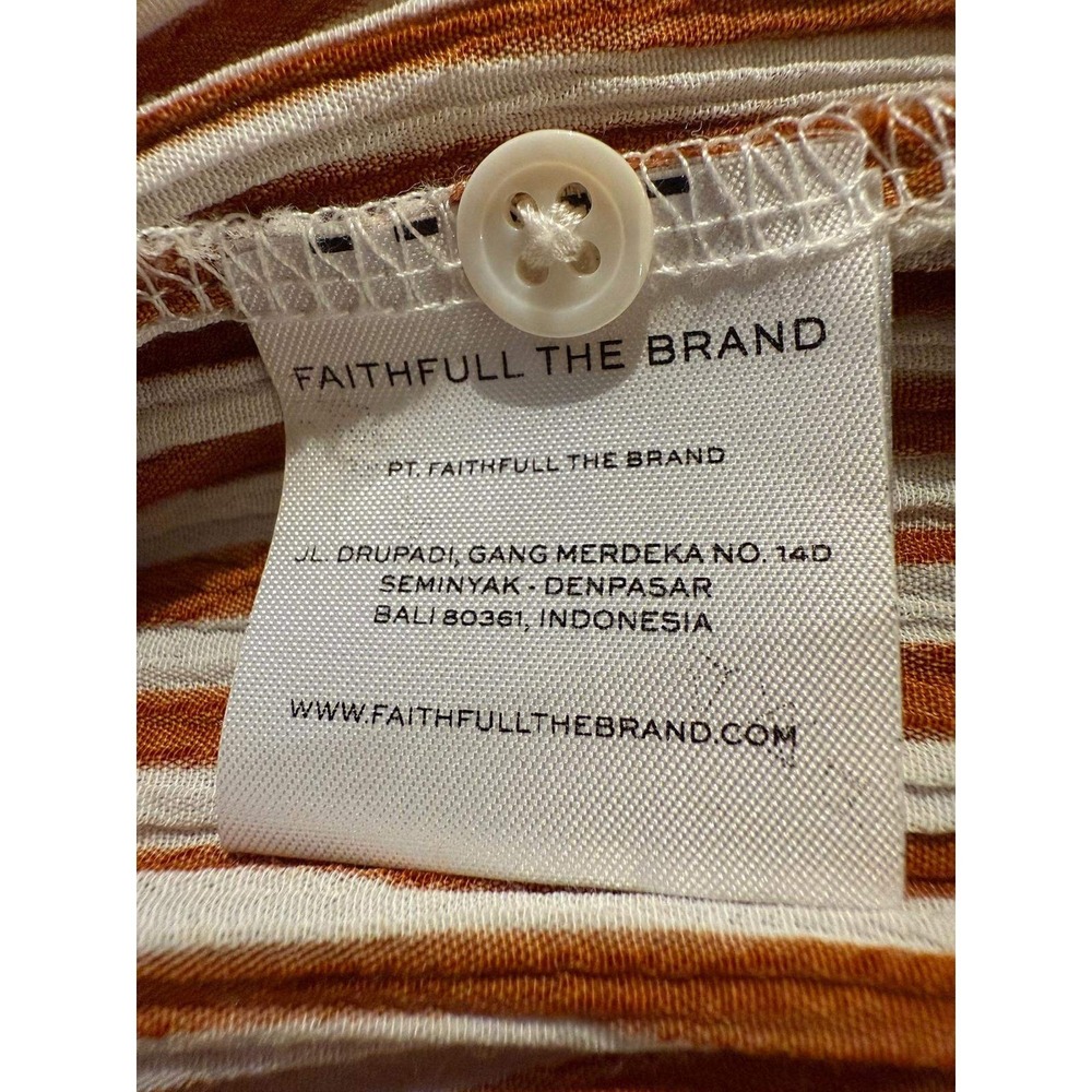 Faithfull The Brand Jumpsuit Size M US 6 Striped Tie Front Wide Leg Brown White - Picture 6 of 7